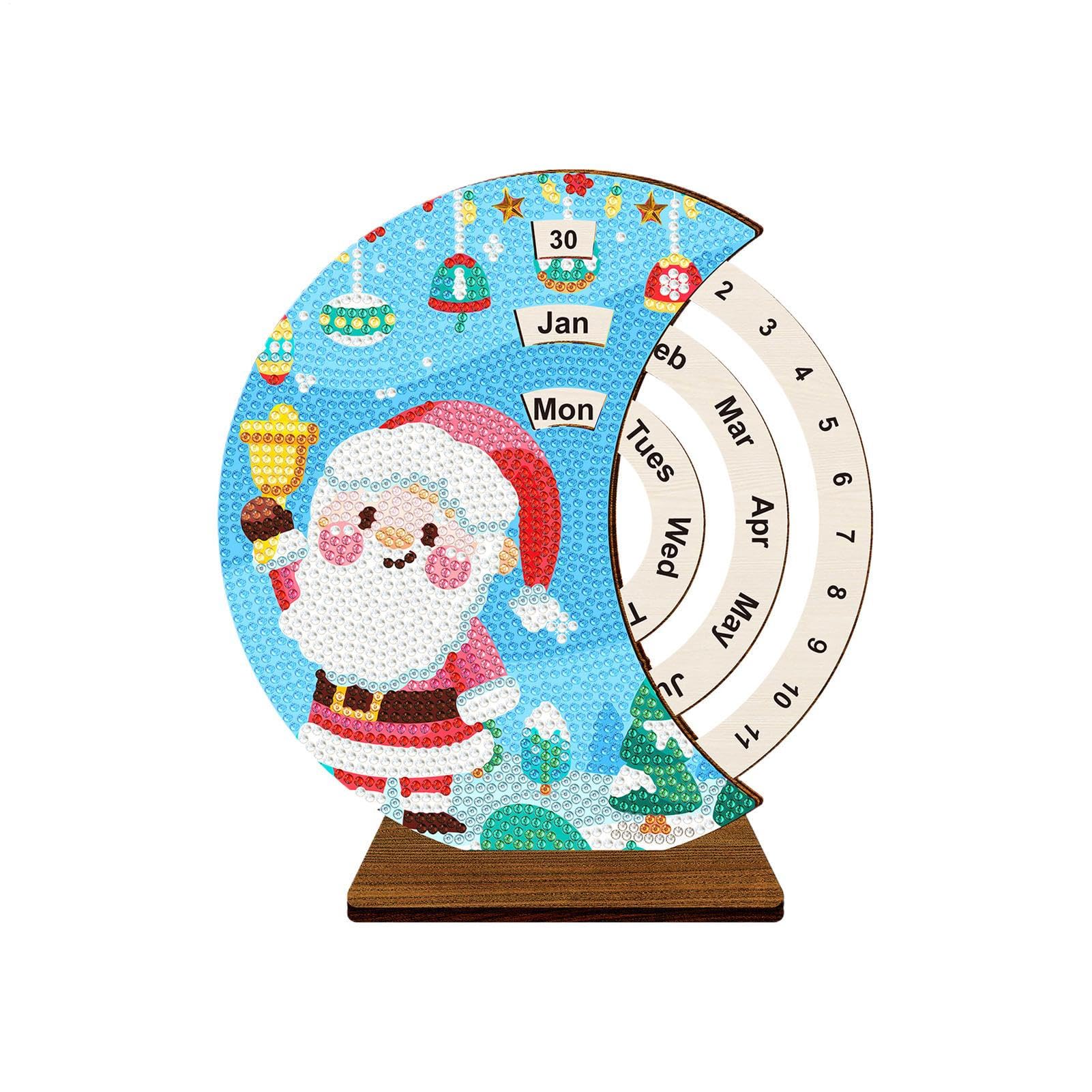 Calendario perpetuo artesanal con diamantes de imitación para decoración de escritorio elegante 8