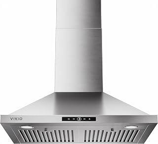VIKIO HOME 30 Inch Wall Mount Range Hood 580 CFM, Ducted/Ductless, Stainless Steel, Quiet 3-Speed Touch Control, LED Lights