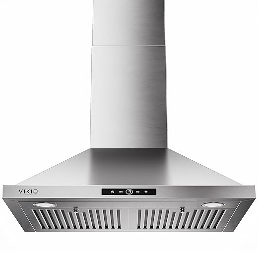 Wall Mount Range Hood 30 inch, 580 CFM, Ducted/Ductless Convertible, Stainless Steel Kitchen Vent Hood with 3-Speed Fan and LED Lights