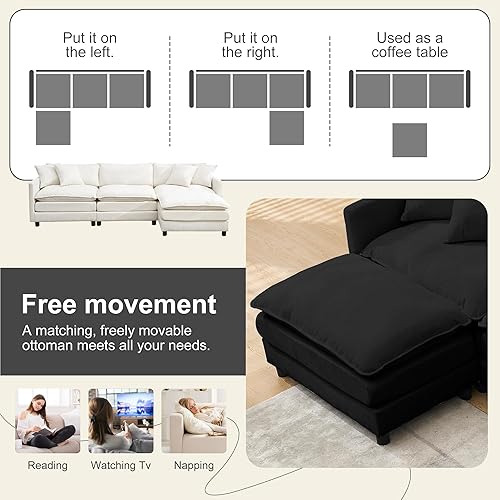 Miniatura 6 de Sofá seccional en forma de L de 72 pulgadas, sofá seccional con diván de almacenamiento, esquinero tapizado en forma de L, con bolsillo para oficina