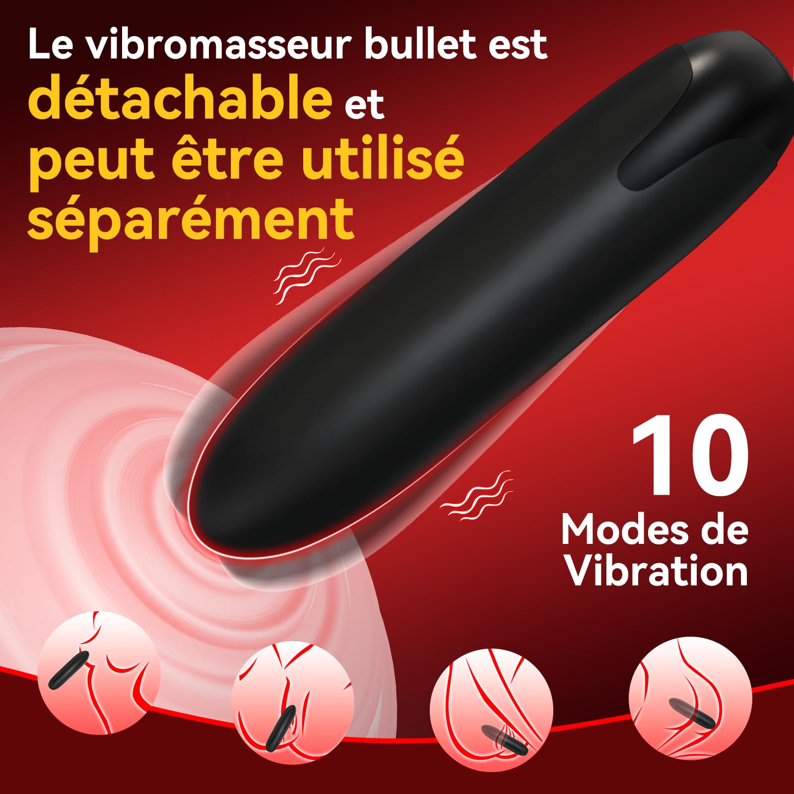 Anneau Penien Vibrant Sex Toýs Homme Couple - Anneaux de Pénis avec Vibromasseur Bullet, Anneau Vibrant Pénis Homme avec 10 Modes de Vibration pour Stimulation Testicules Clitoris Sex Toys Couple