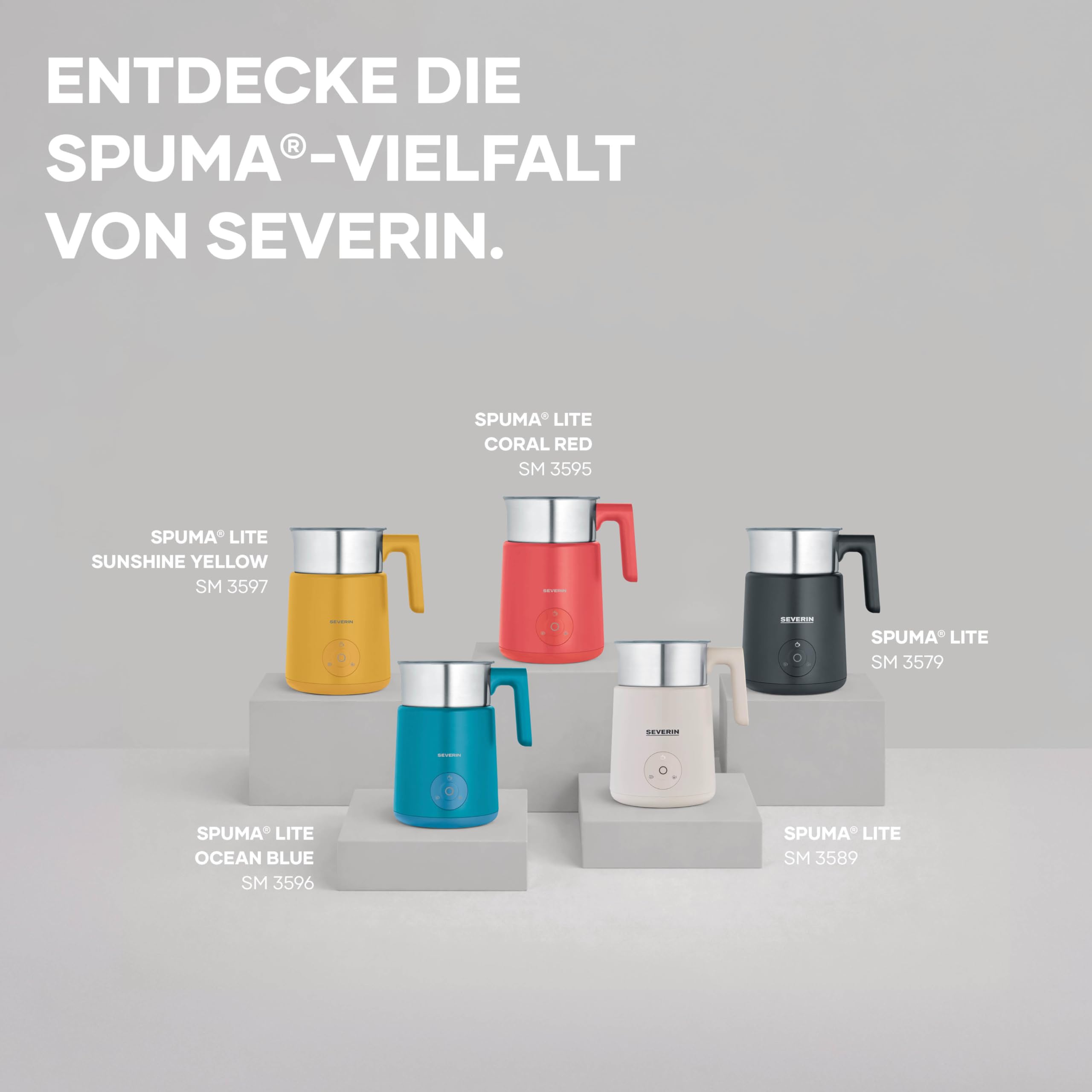Severin Design Induktions-Milchaufschäumer, elektrischer Milchschäumer mit Edelstahlbehälter, kaltes und warmes Aufschäumen, Schokoladen-Funktion, geeignet für vegane Milch, Aesthetic, beige, SM 3589