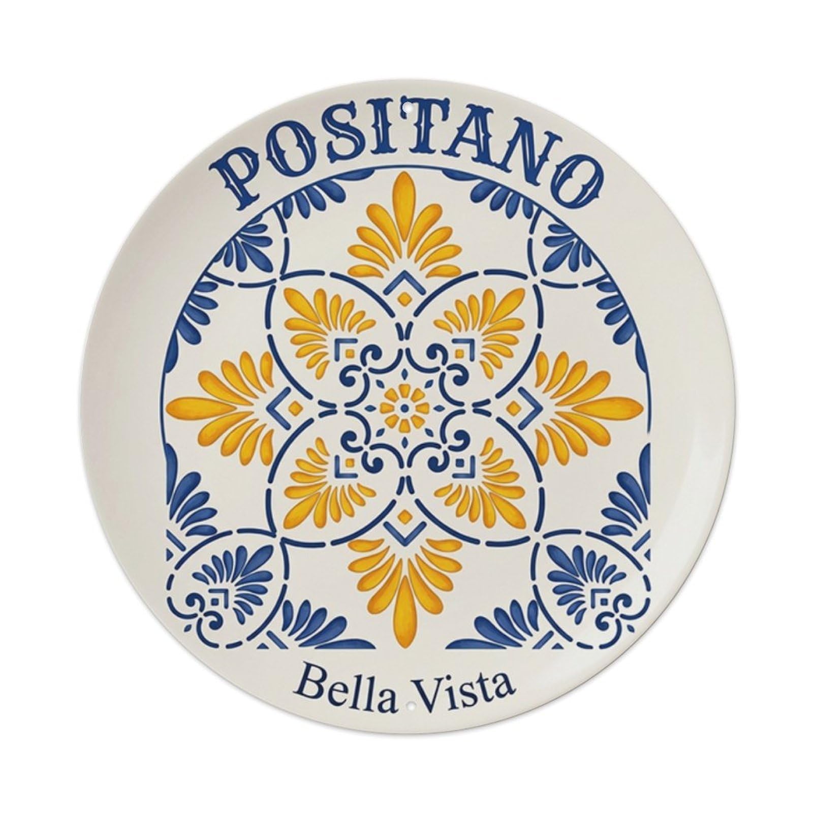 Positano Italy City Landmark Historic Tourism Classic Metal Tin Sign Plaque Wall Decor for Cafe, Man Cave, Club Bar, Office, Home Garden Round Metal Poster 8x8Inch