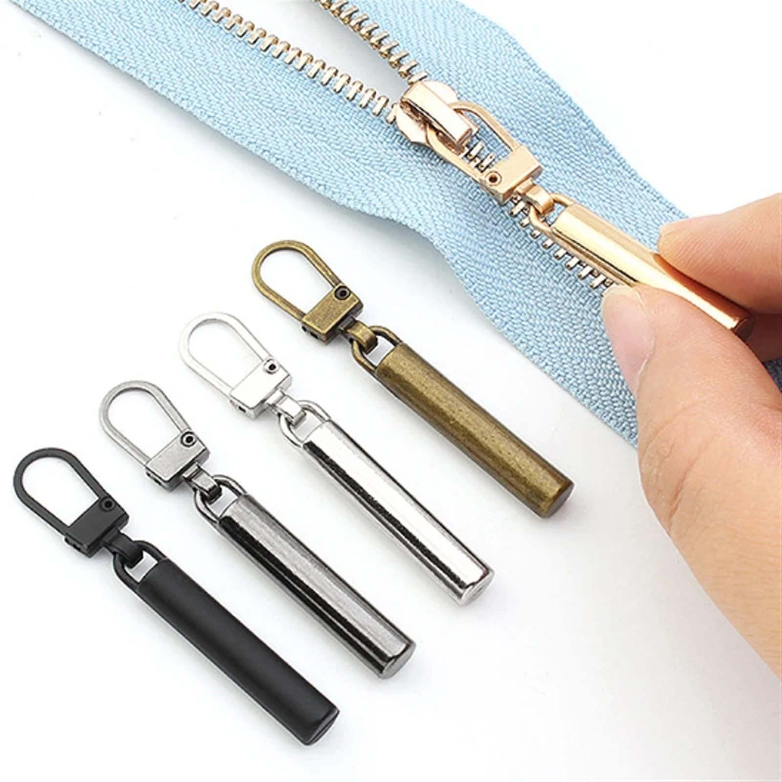Reemplazo del tirador de cremallera, Tirador de cremallera 6 piezas Tiradores de cremallera de metal desmontables Deslizadores de cremallera Bolsas con lengüeta for tirar de la cabeza Kits de reparaci