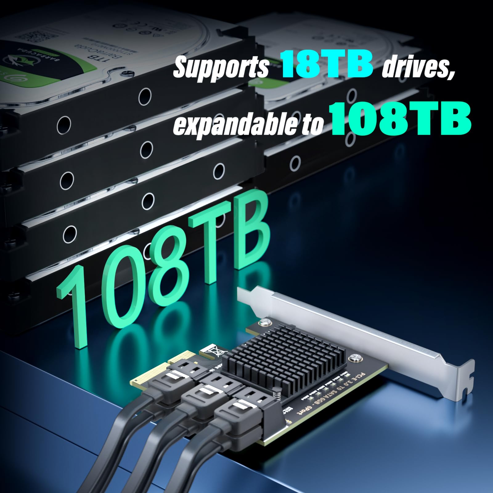 6-Port SATA Expansion Card - PCIe 3.0 -6