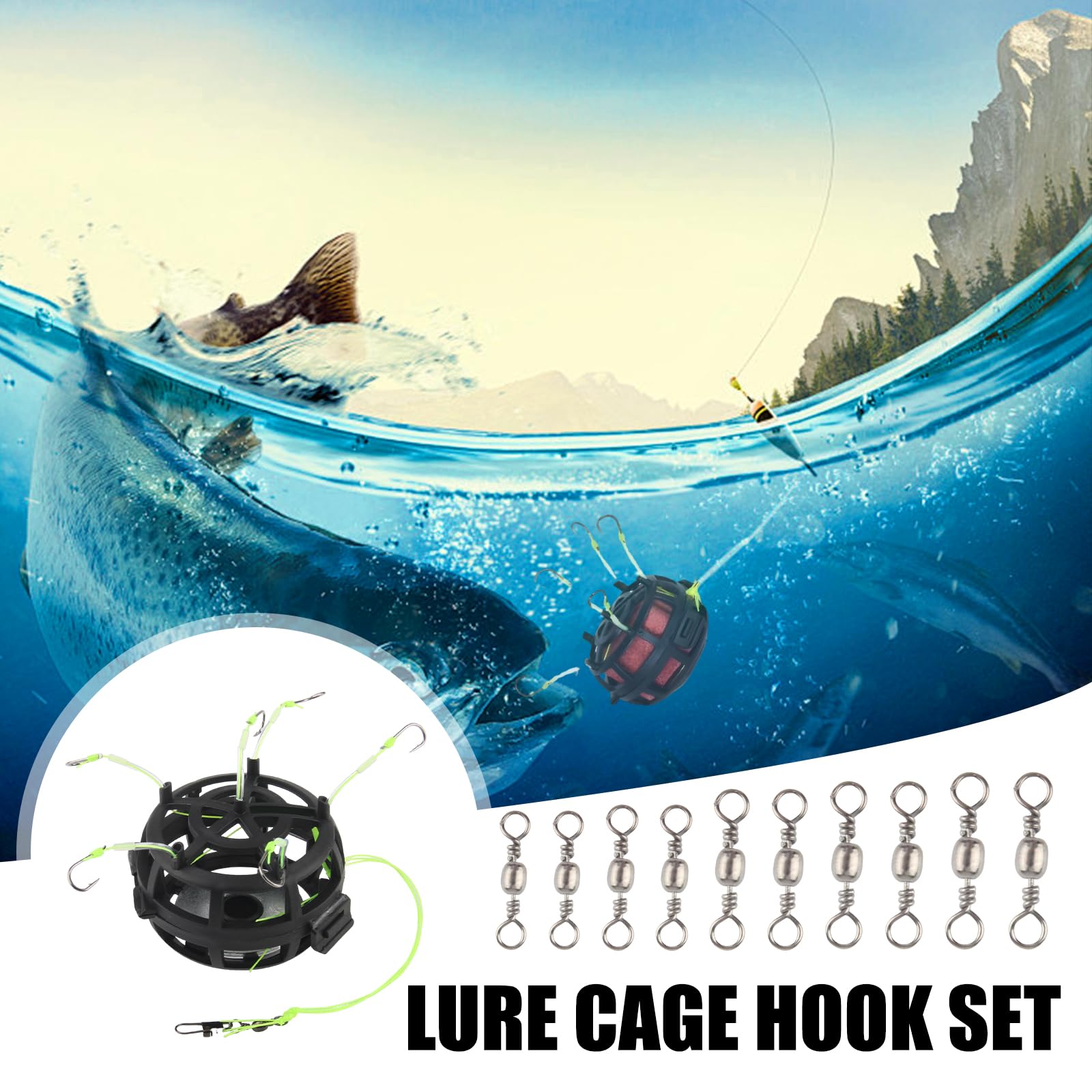Juego de 3 Antienganches Anzuelos de Pesca 360° 6 Ganchos Multiángulo Accesorios de Pesca con Giratorios para Lucio Lucioperca Perca y Trucha de Agua Dulce Agua Salada