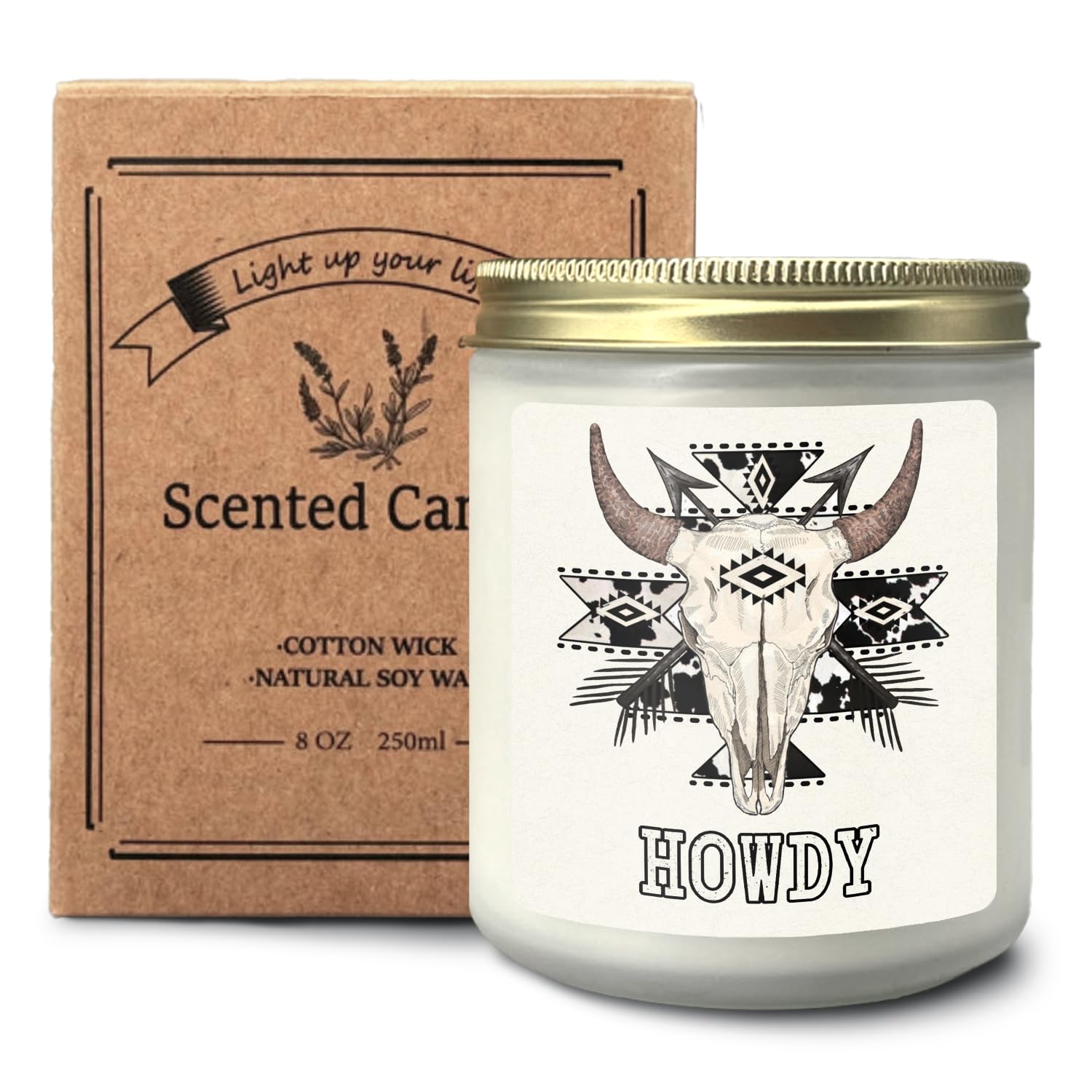 Amazon.com: CIOJUNE Boho Aztec Bull Skull Lavender Candle