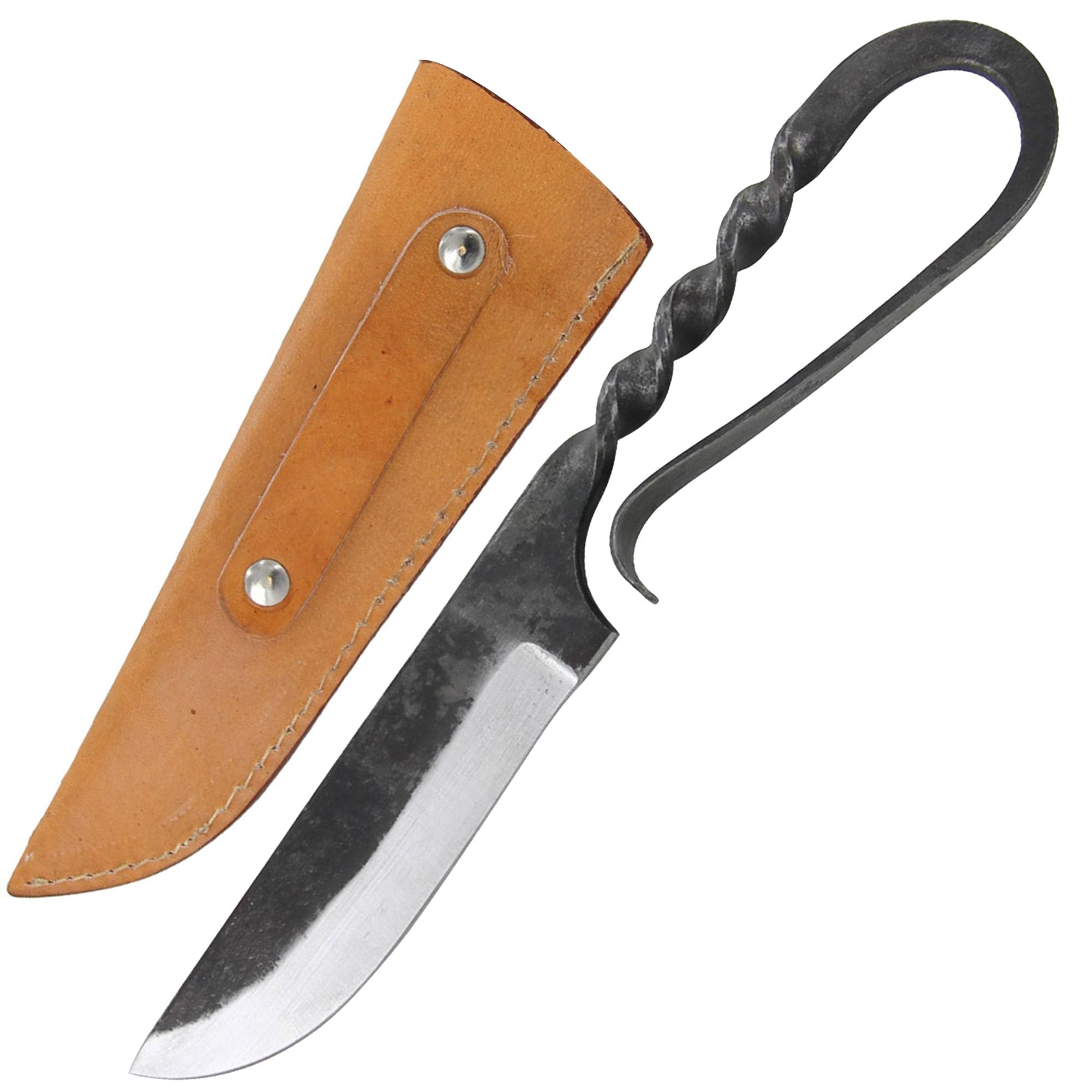 Armory Replicas™ Hand-Forged Medieval Dining Knife – Authentic Iron Steel Blade with Twisted Handle & Leather Sheath