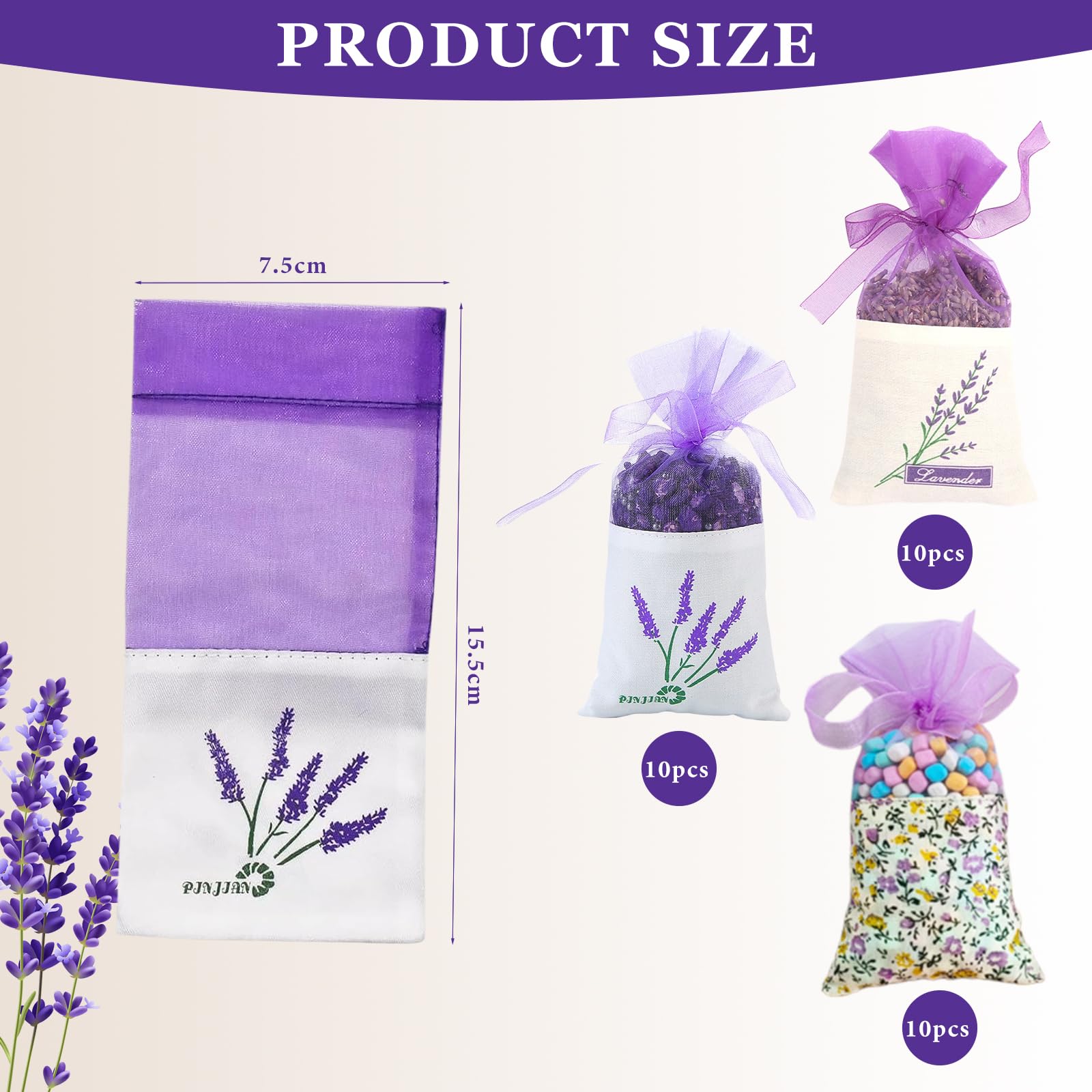 30 Piezas Vacías Bolsas Lavanda Saquitos De Lavanda Pequeño Exquisito Práctico Guardar Lavandas Especias Hierbas Puede Hacer Saquitos Perfumados Colocar Armarios Armario Coches(Púrpura)