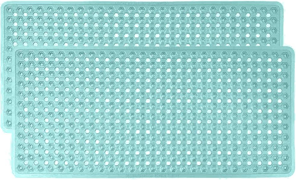 Gorilla Grip Patented Shower and Bathtub Mat, 35x16, Long Bath Tub Floor Mats with Suction Cups and Drainage Holes, Machine Washable and Soft on Feet, Bathroom and Spa Accessories, 2 Pack Green