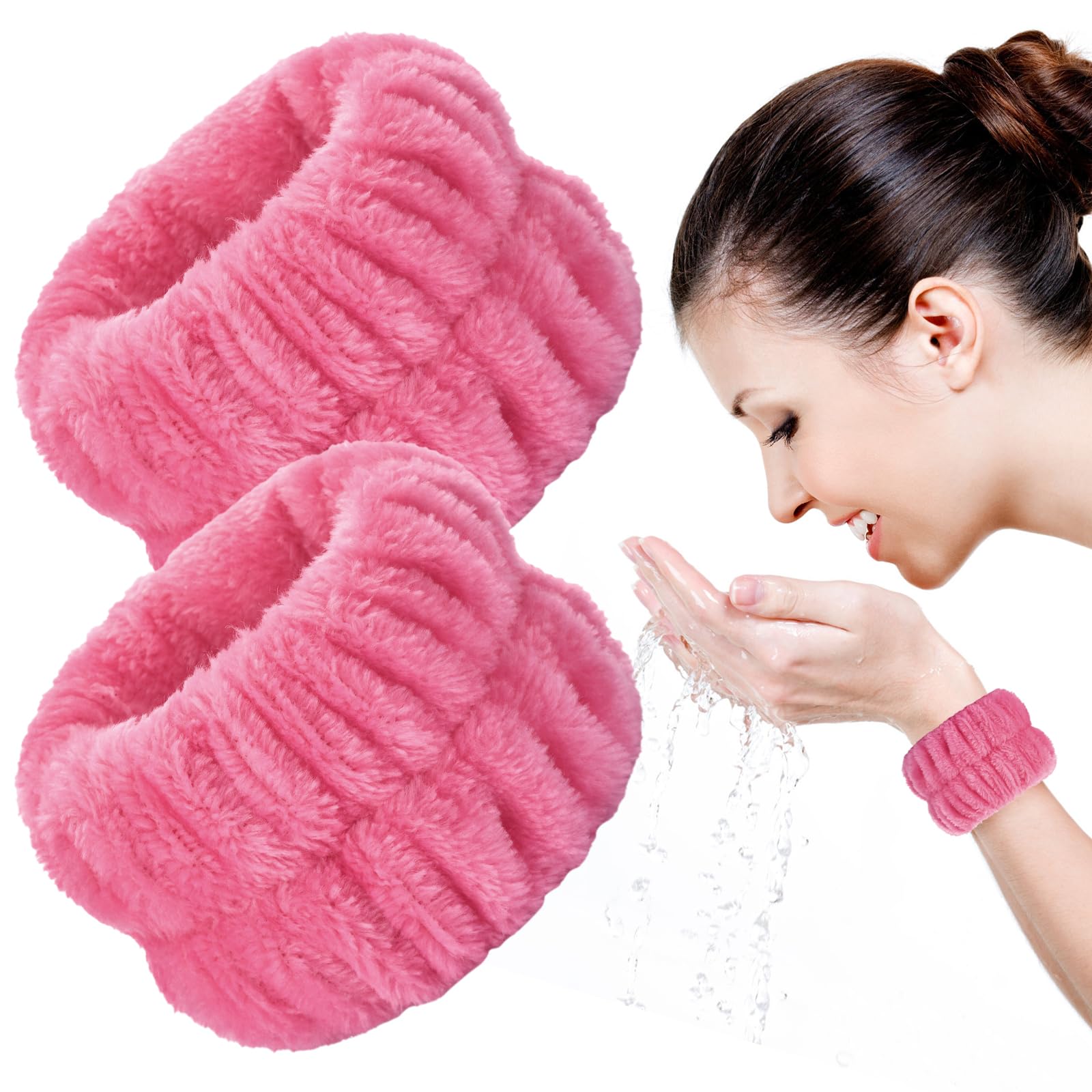 4 stuks gezichtswaspolsbandjes, polsband, microvezel polsband, handdoekband voor het wassen van gezicht, elastische absorberende polsbandjes voor vrouwen en meisjes, voorkomen dat vloeistof langs je