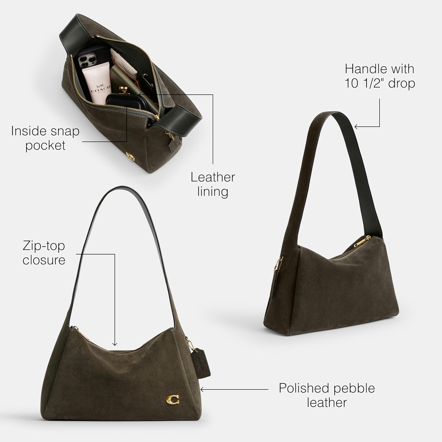 COACH Women's Suede Lola Shoulder Bag - Image 3