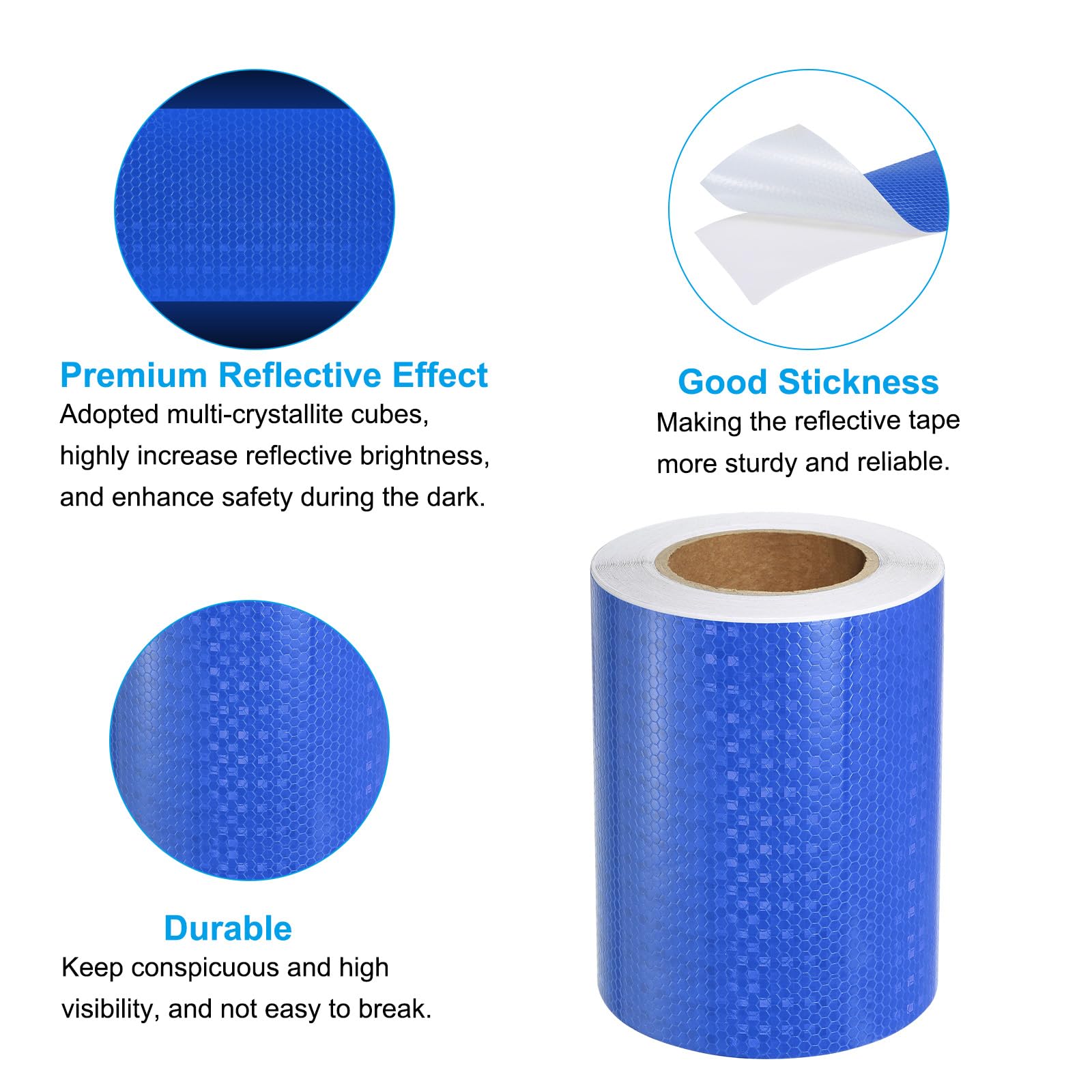 PATIKIL Cinta Reflectante, 8 Pulgadas x 82 Pies Impermeable Autoadhesiva De Alta Visibilidad Cinta De Advertencia De Seguridad Reflectante Para Camiones Remolques Autos, Azul