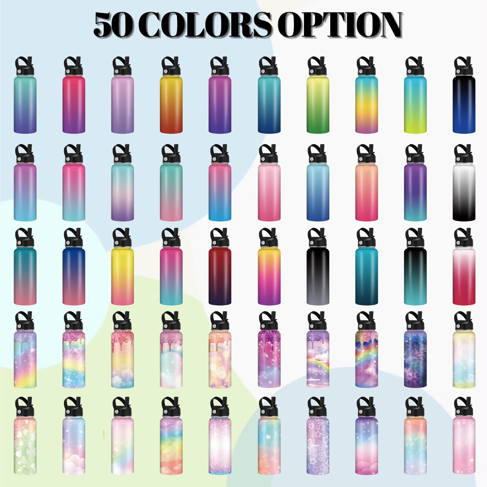 Custom Personalized Water Bottles for Kids Toddler Adult Customizable Name Customized Print Stainless Steel Water Bottle Cups Gifts for Girls Boys Men Women