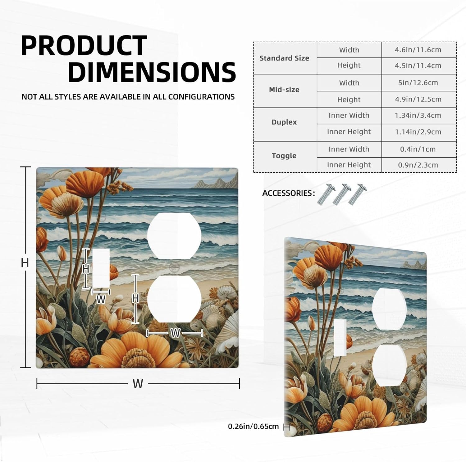 Decorative Outlet Covers Yellow Flower Beach Beachy Ocean Wave 2 Gang Wall Plate Single Toggle Duplex Light Switch Cover Switch Plate Covers Faceplate for Bedroom Home Decor image 5