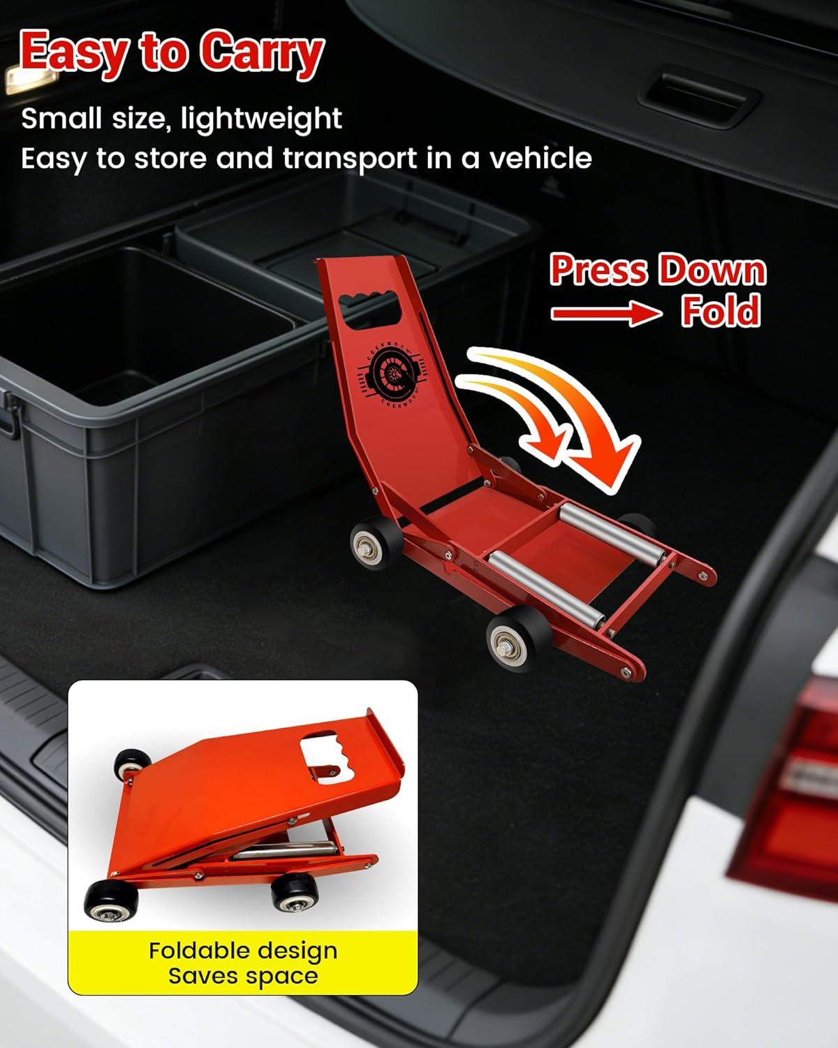 Upgraded Tire Jack Tool with Roller Plate, Portable Tire Lifter Lifting Tool for Car, SUV, Large Off-Road Trucks, Mobile Passenger Cars and Vehicles with Wheel Bolts and Nuts/Foldable