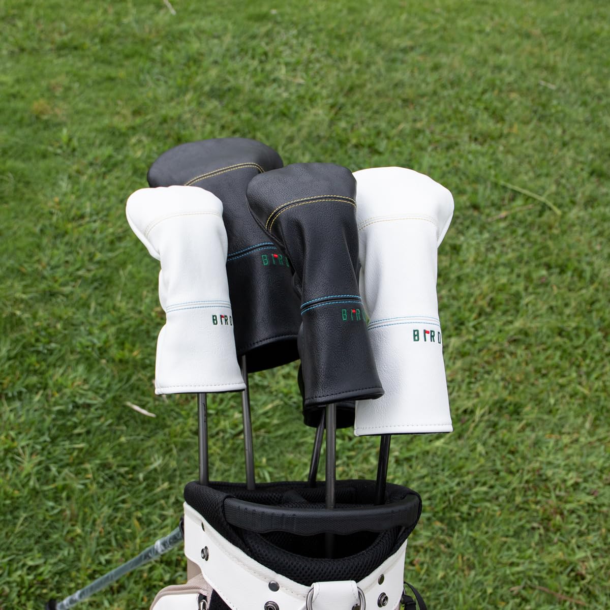 3 Fundas para Palos de Golf, diseño de pájaro, Cierre magnético, Elegante Bordado, Piel Premium, Driver, Madera de Calle, Hoja híbrida, Pala, Cubierta de Putter