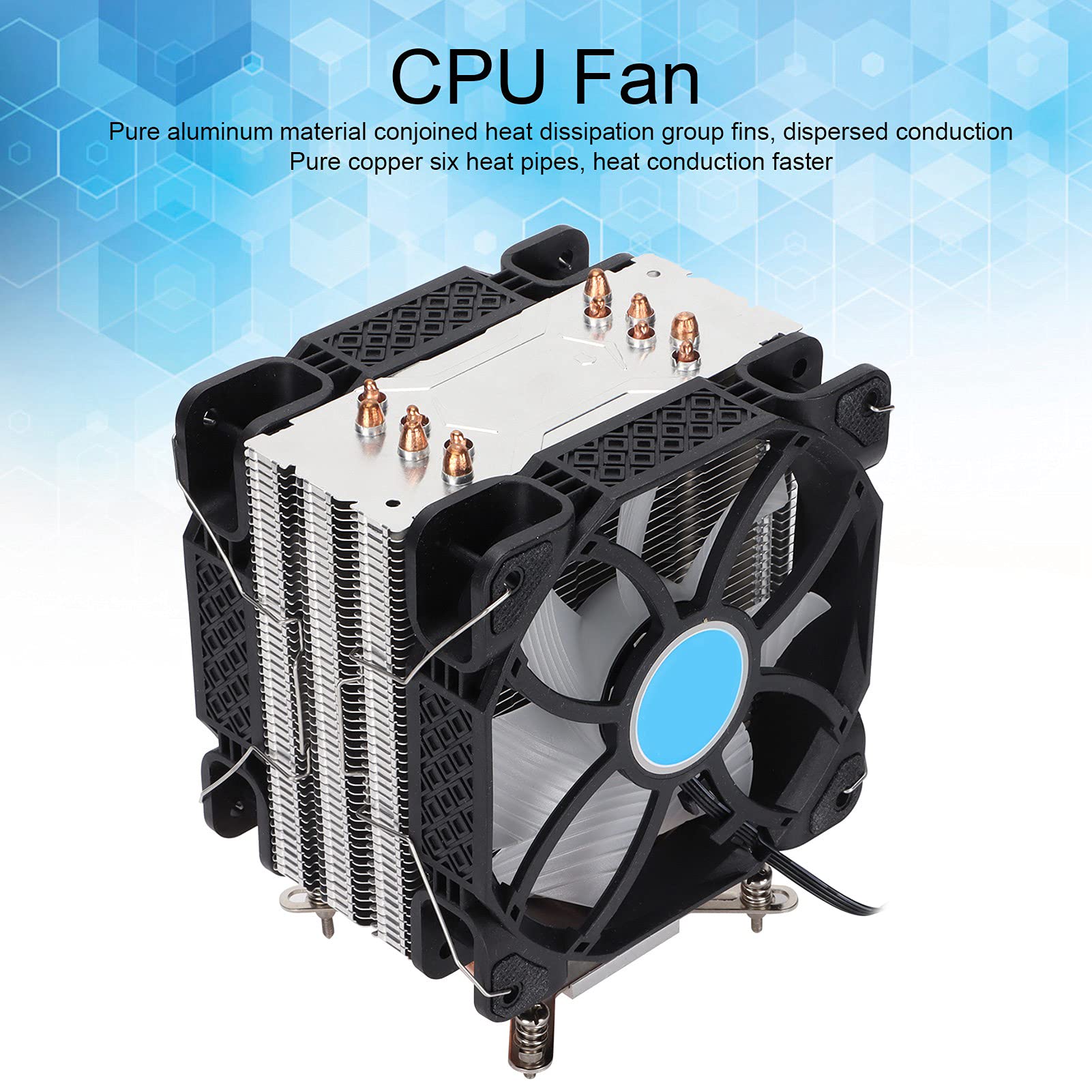 Raffreddatore CPU Dissipazione Rapida del Calore Sei di Calore Doppie Ventole RGB per Computer Desktop Raffreddamento Efficiente a Basso Rumore e Design Elegante