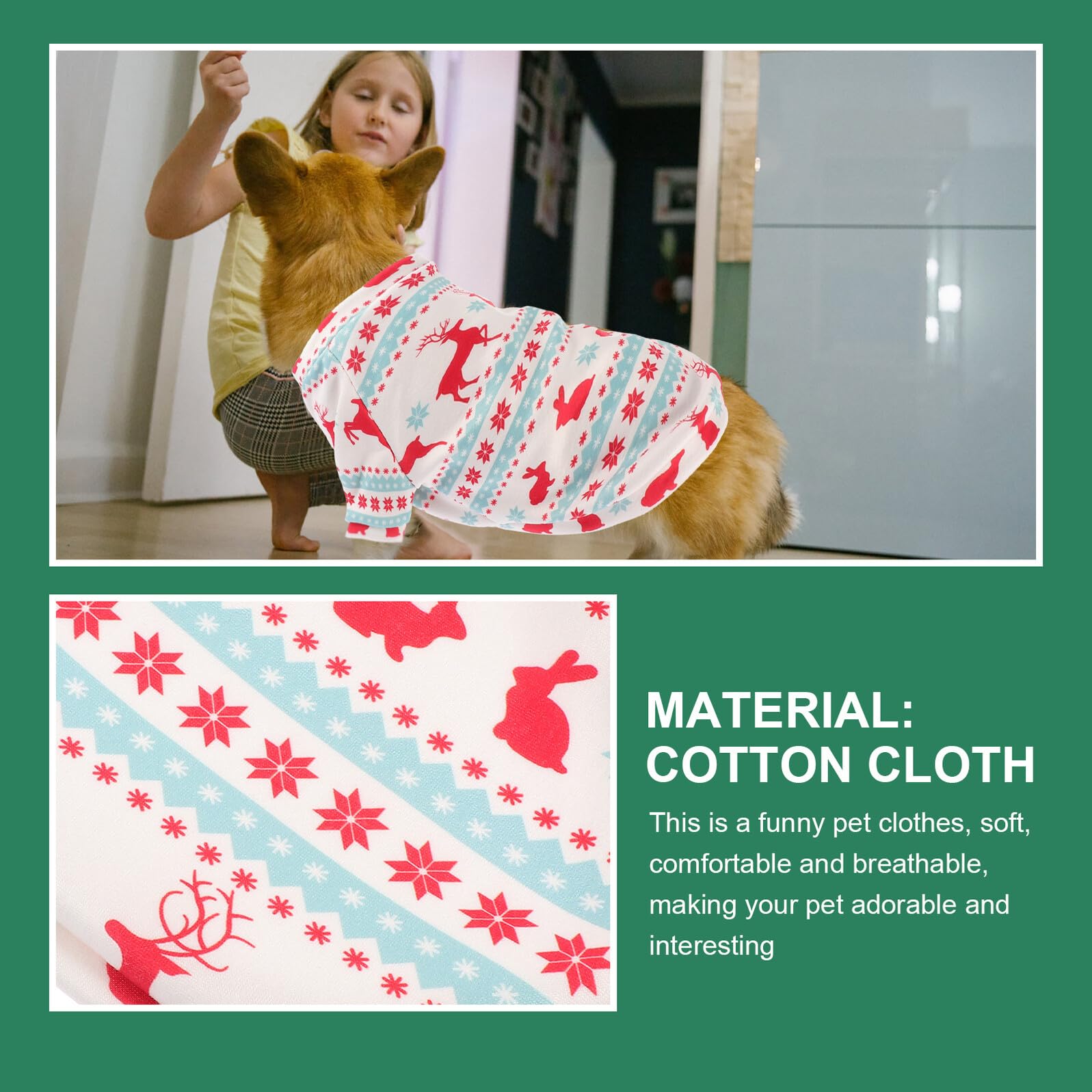 1pezzi Abbigliamento di Natale per Cani Abbigliamento per Animali Domestici con Stampa di Cucciolo di Alce Indumento Leggero e Comodo Accessorio per Fotografia di Cani