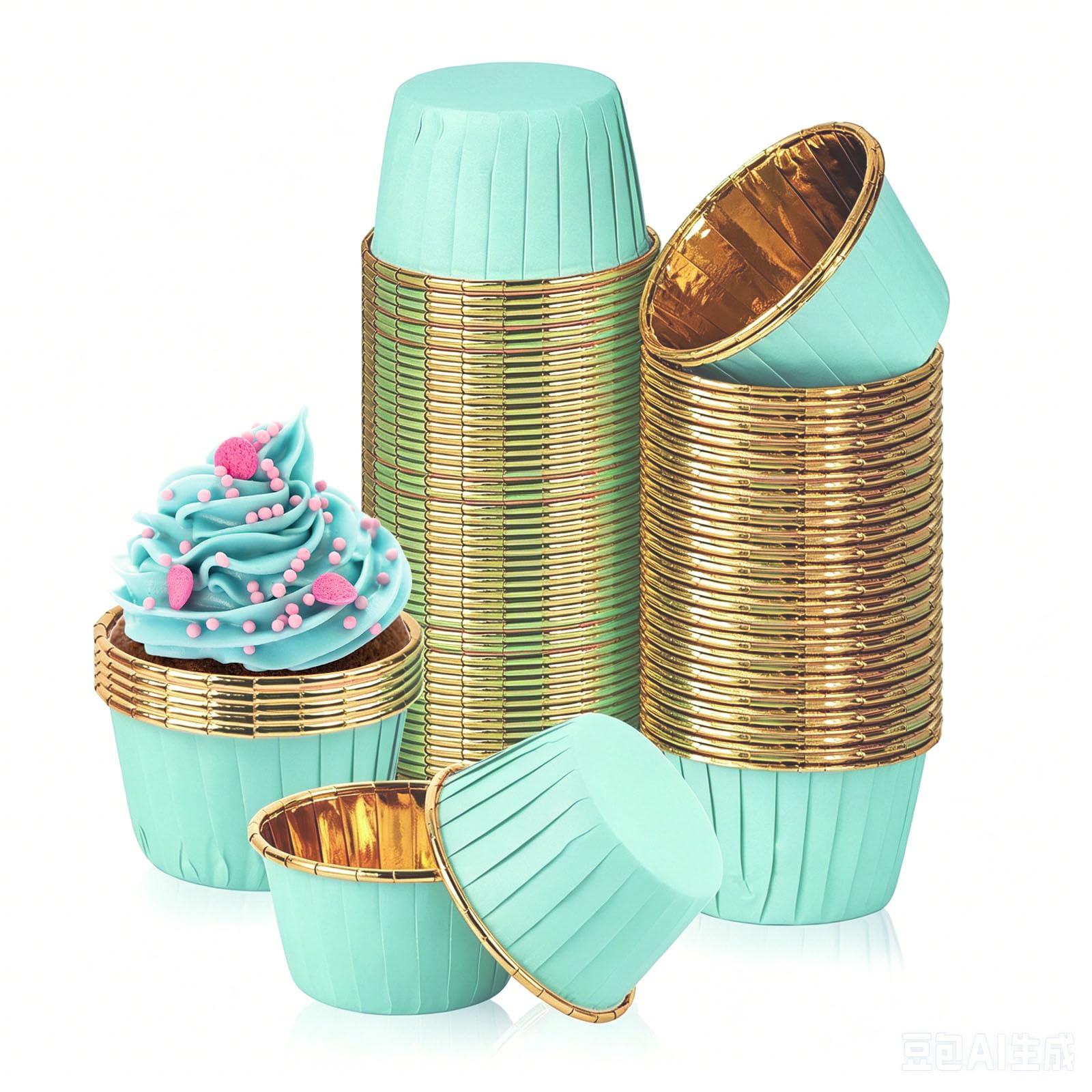 Cupcake Cases, 150PCS Cake Muffin Liners, Greaseproof Foil Baking Cups Paper Wrappers, Cupcake Cases for Baking, Muffin Cases for Baking for Birthday Wedding Party(Green)