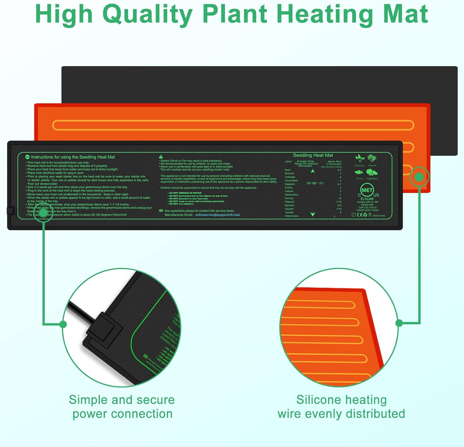 Seedling Heat Mat for Seed Starting, 3" x 20.75" Waterproof Heating Pad for Indoor Plants Germination Hydroponic, Beer Brewing Fermentation