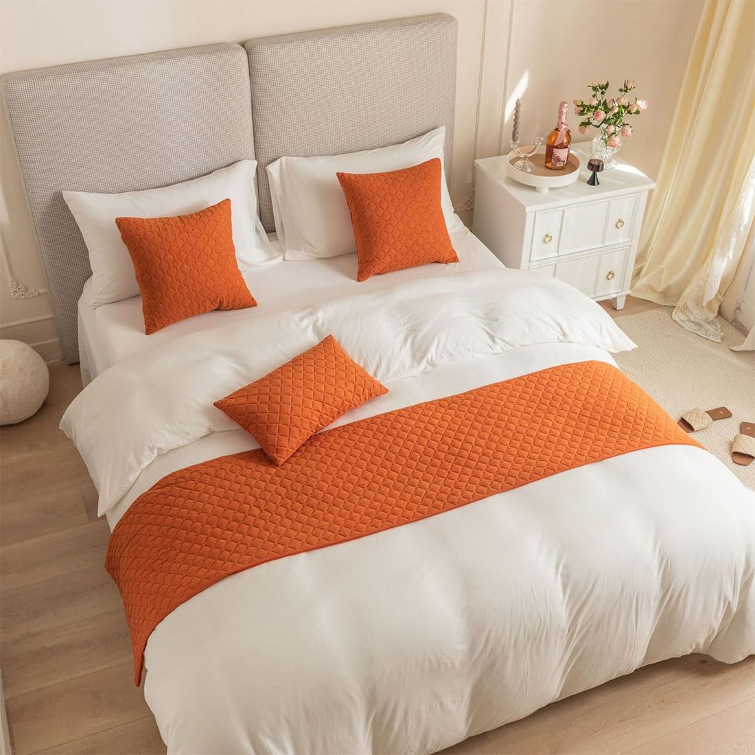 Double King Size Bed Runners Thickened, Velvet for Foot of Bed - Protection for Hotel Guesthouse Wedding Room
