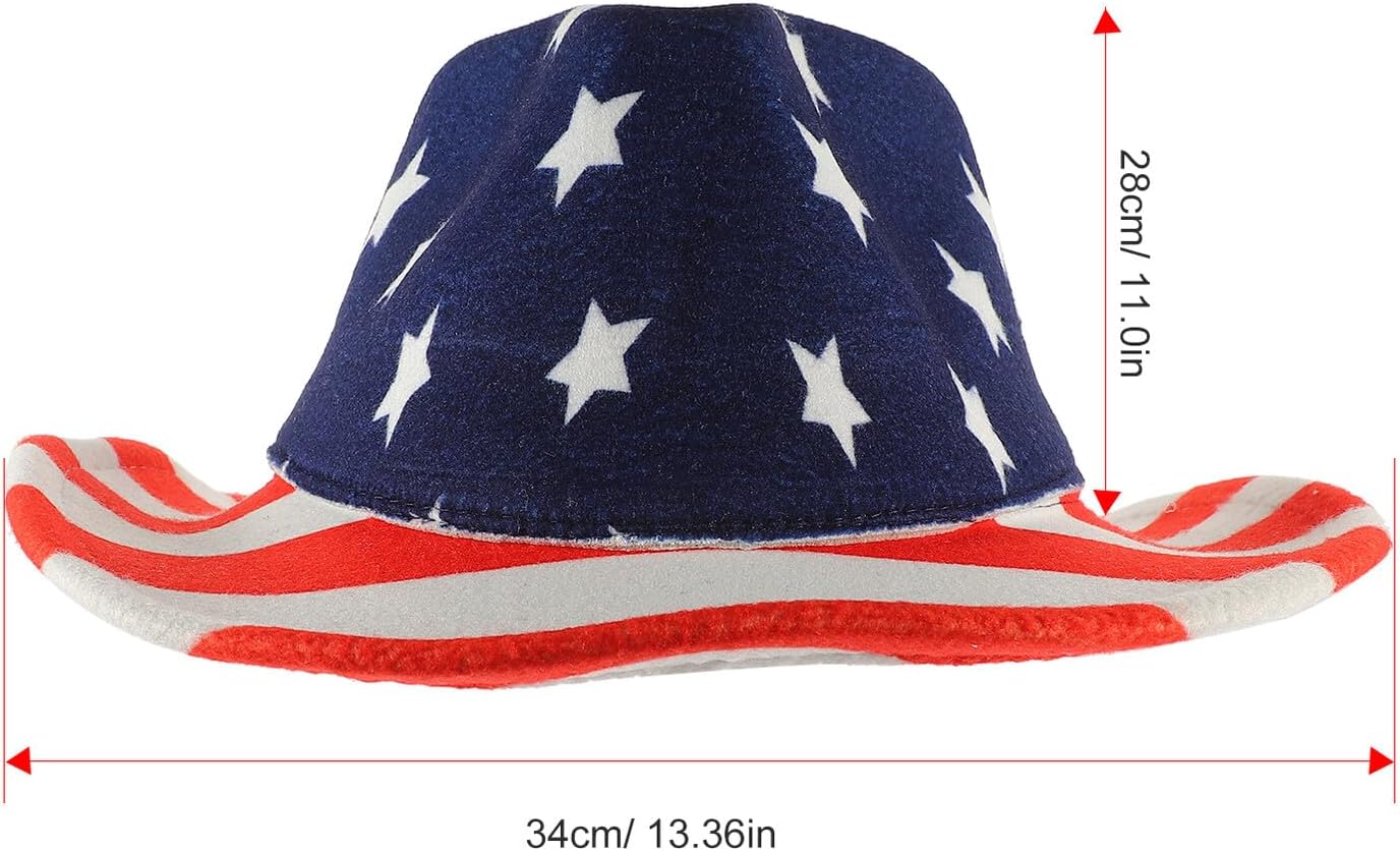 Patriotic American Flag Cowboy Hat Western Style Hat for Men and Women with Star Pattern and Wide Brim Suitable for 4th of July Party and USA Celebration Multi