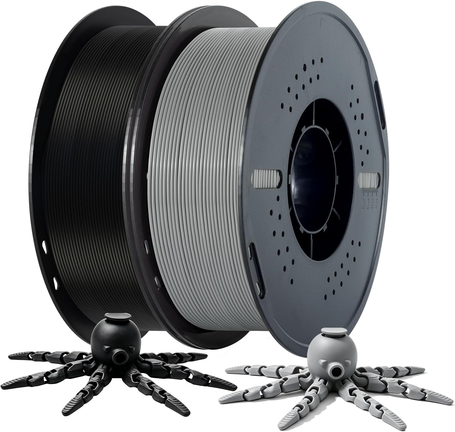 Kingroon 2KG PLA Filament 1.75mm for 3D Printer, Filament Bundle 3D Printing Materials 3D Filament Dimensional Accuracy ±0.02mm, 3D Printer Filament PLA with Black Grey
