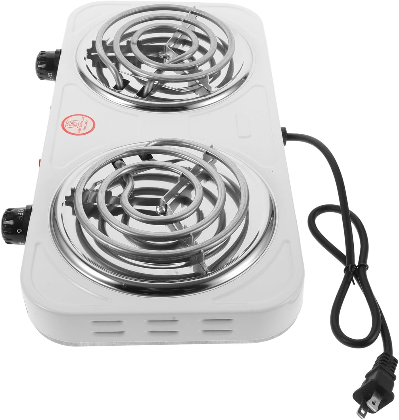Temperature Controlled Electric Double Burner Hot Plate Stove Portable Stainless Steel Cooktop for Kitchen Dorm Camping with Overheat Leakage Protection US Plug Lightweight and