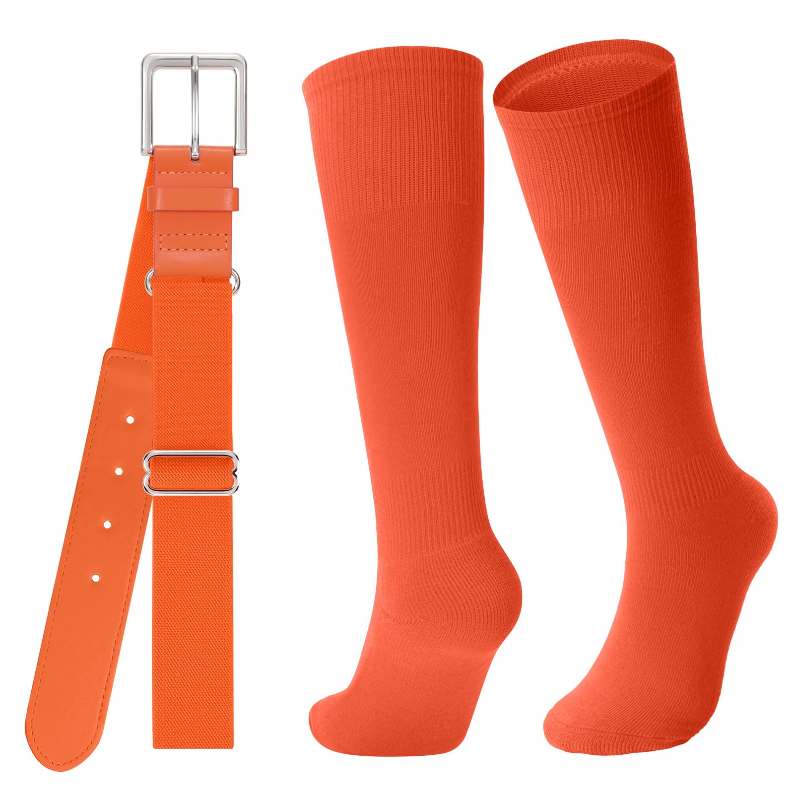 JASGOOD Baseball Socks and Belt for Youth Adult Softball Socks and Belt Combo Elastic Belt for Men