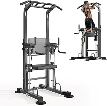 SogesHome Power Tower Pull Up Bar and Dip Station