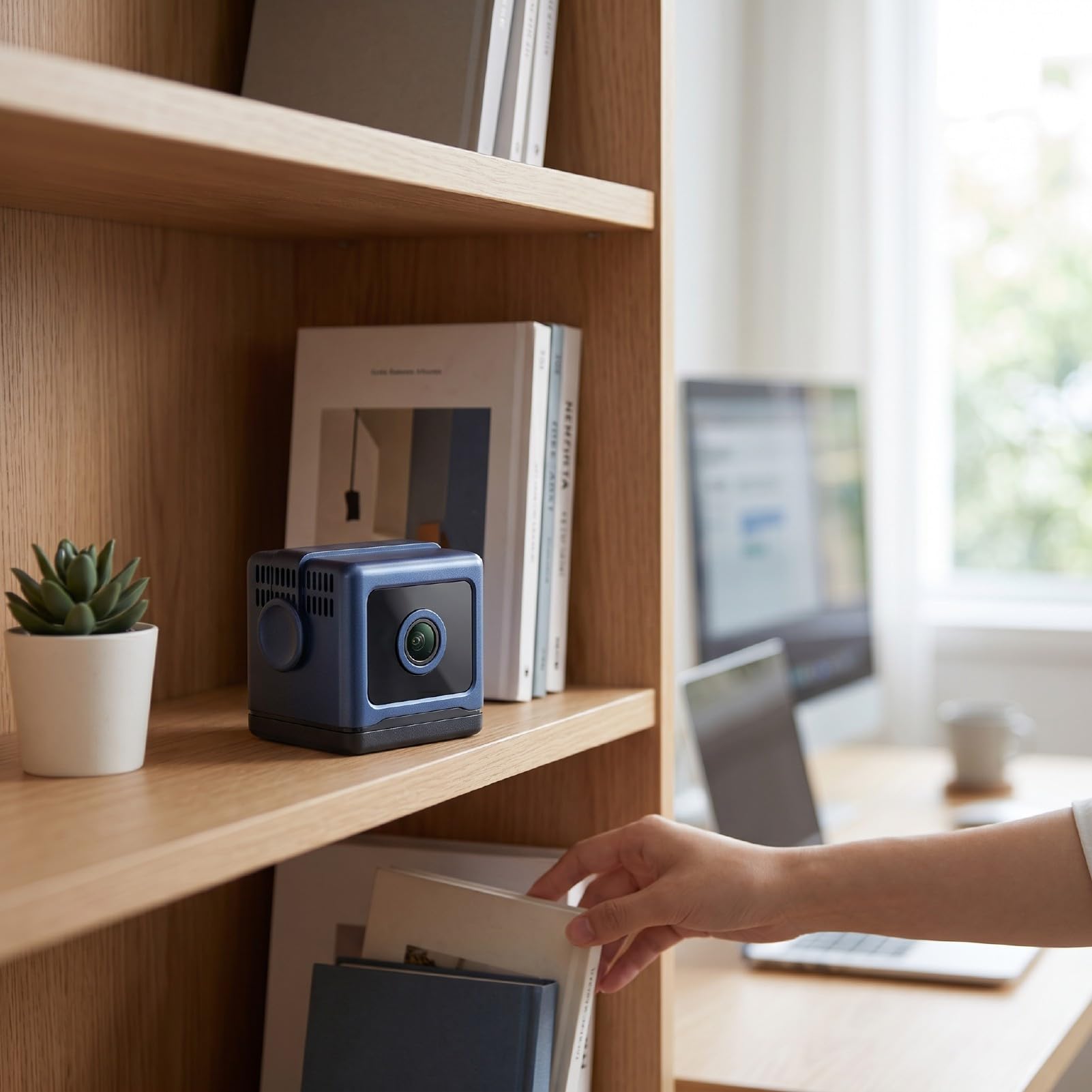 Annadue Telecamera di Sicurezza Portatile per Interni WiFi 1080P HD 2,4 GHz | Rilevamento Intelligente del Movimento Grandangolare da 130 Gradi Uso Diurno e Notturno Batteria Ricaricabile da 800 MAh