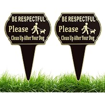 2 Pack Clean Up after Your Dog Signs Pick Up After Your dog sign 13.6"x9.6" with Integrated stake Double Side Printed- Be Respectful, No Dog Poop and Pee Stop Dogs from Pooping/Peeing On Your Lawn/Garden
