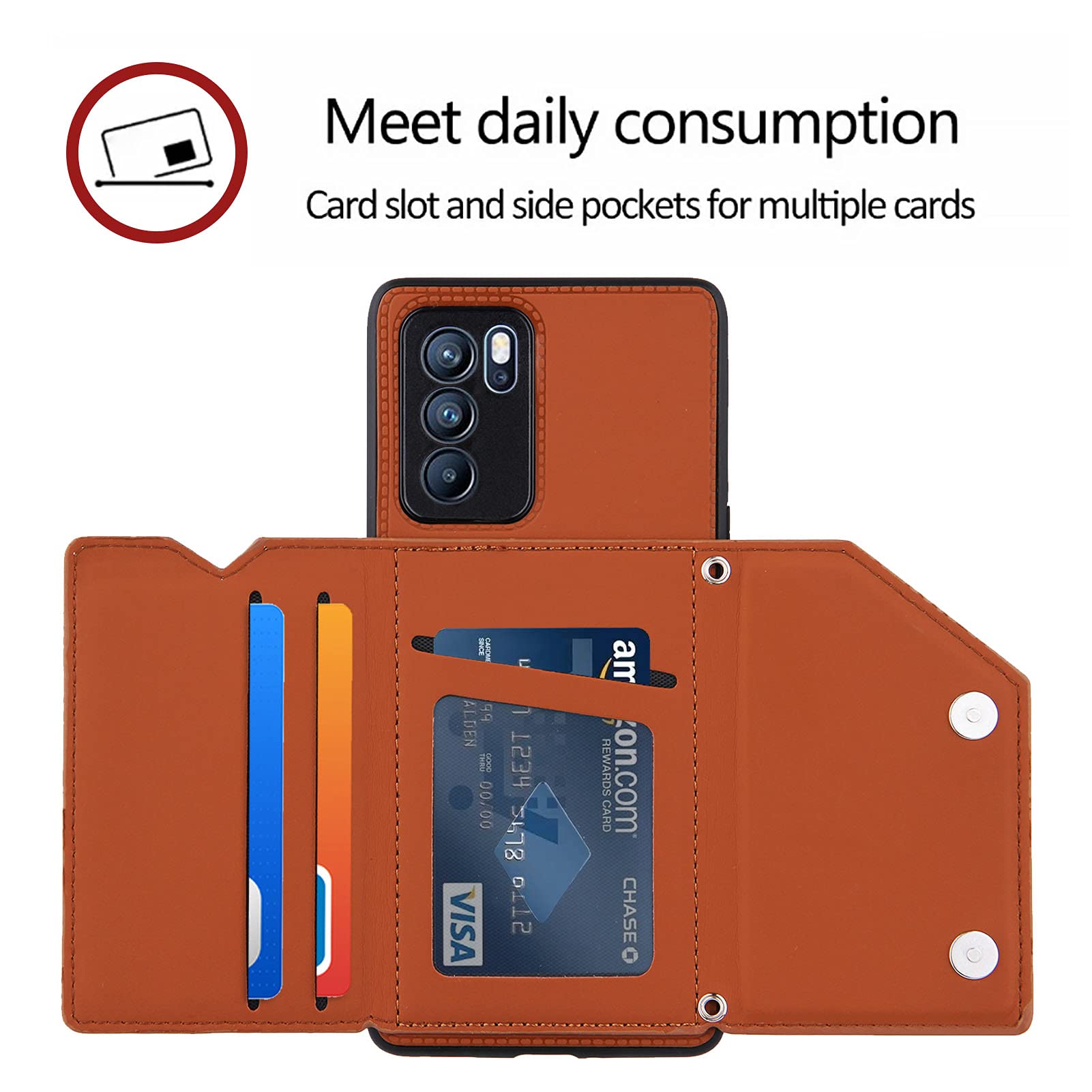 Custodia In Pelle Per Oppo Reno6 5G, Cover Paraurti In TPU E PC, Bordo Morbido, Retro In Finta Pelle Marrone, Protezione Militare