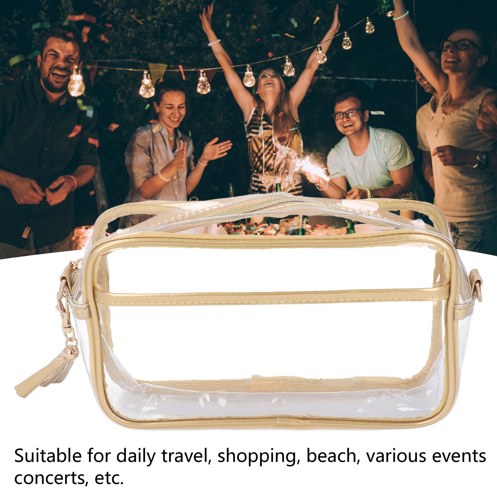 Elepl Borsa Trasparente a Tracolla Regolabile per Uomo e Donna - Messenger Impermeabil per Concerti, Feste, Sportivi, Spiagge