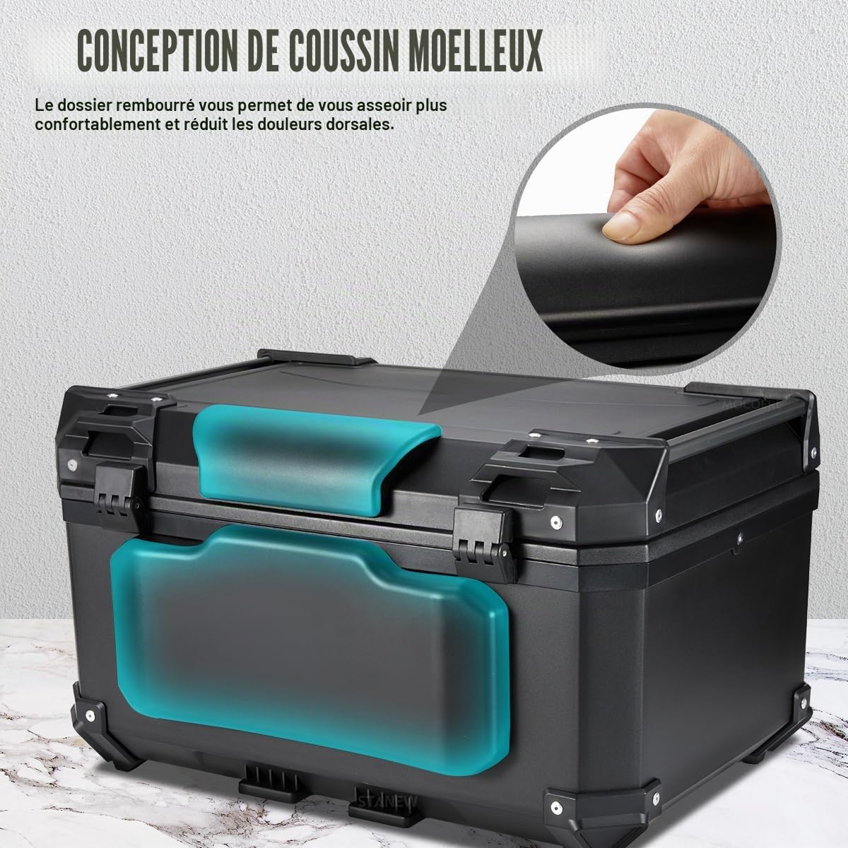 MOCOERL Top Case Moto, ABS Coffres et Bagages Moto,Bagagerie pour Casques et Bagages Scooters,Support de Fixation Universel (60L, E-580)