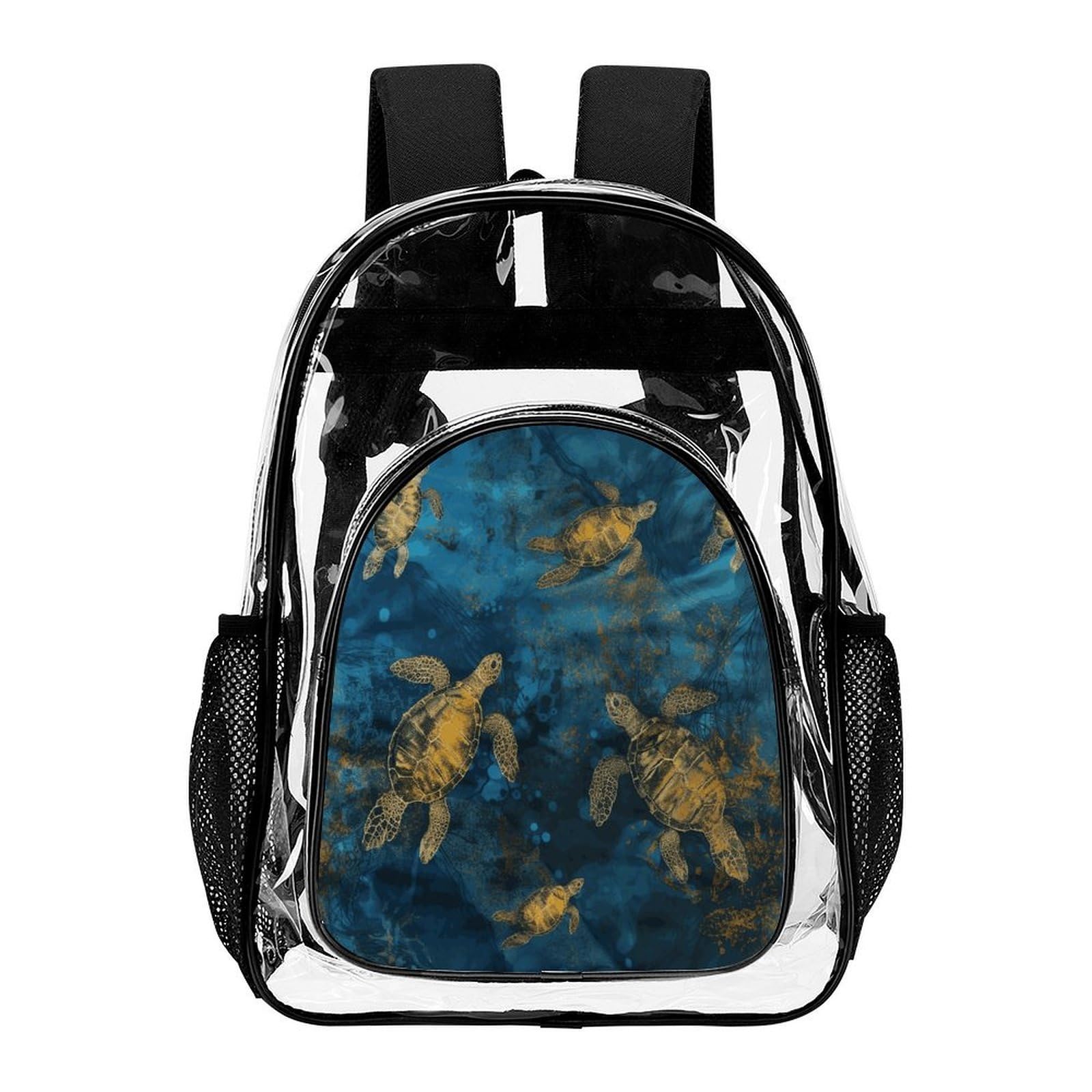 Sea Turtle1 transparenter Rucksack, groß, transparent, PVC, Büchertasche für Sicherheit, Arbeit, Reisen, Stadion