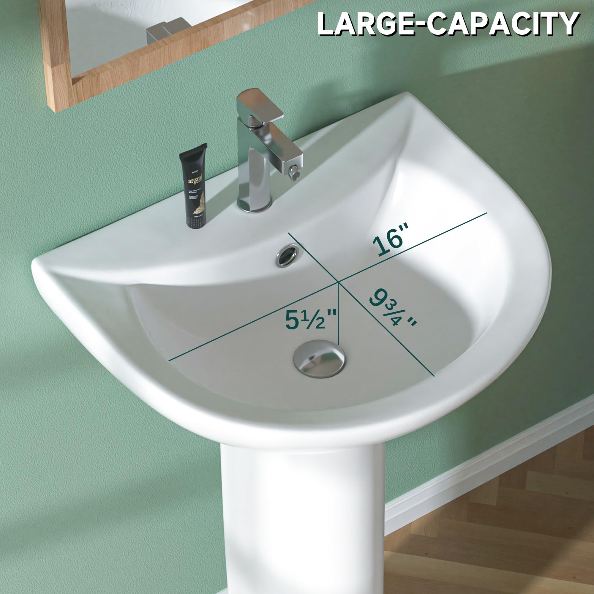 Snapklik.com : Miuara Pedestal Sink 20 Inch - 1 Hole Bathroom Pedestal ...
