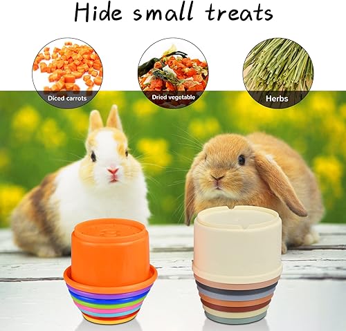 Miniatura 4 de Coloridos juguetes apilables de varios tamaños para conejo, conejo, degradado, juguetes de anidación para animales pequeños que juegan en forrajeo