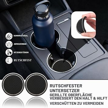Car Drink Holder Adjustable Pack of 2 Cup Holders Universal Car Cup Holder with 2 Coasters for Ashtray Coffee Cup Drinks Can (Black)
