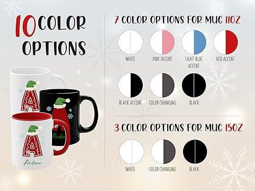 Miniatura 6 de Tazas de café con iniciales de Navidad 2024, tazas de café de Navidad, taza con monograma, tazas de Navidad personalizadas con nombres, taza de café
