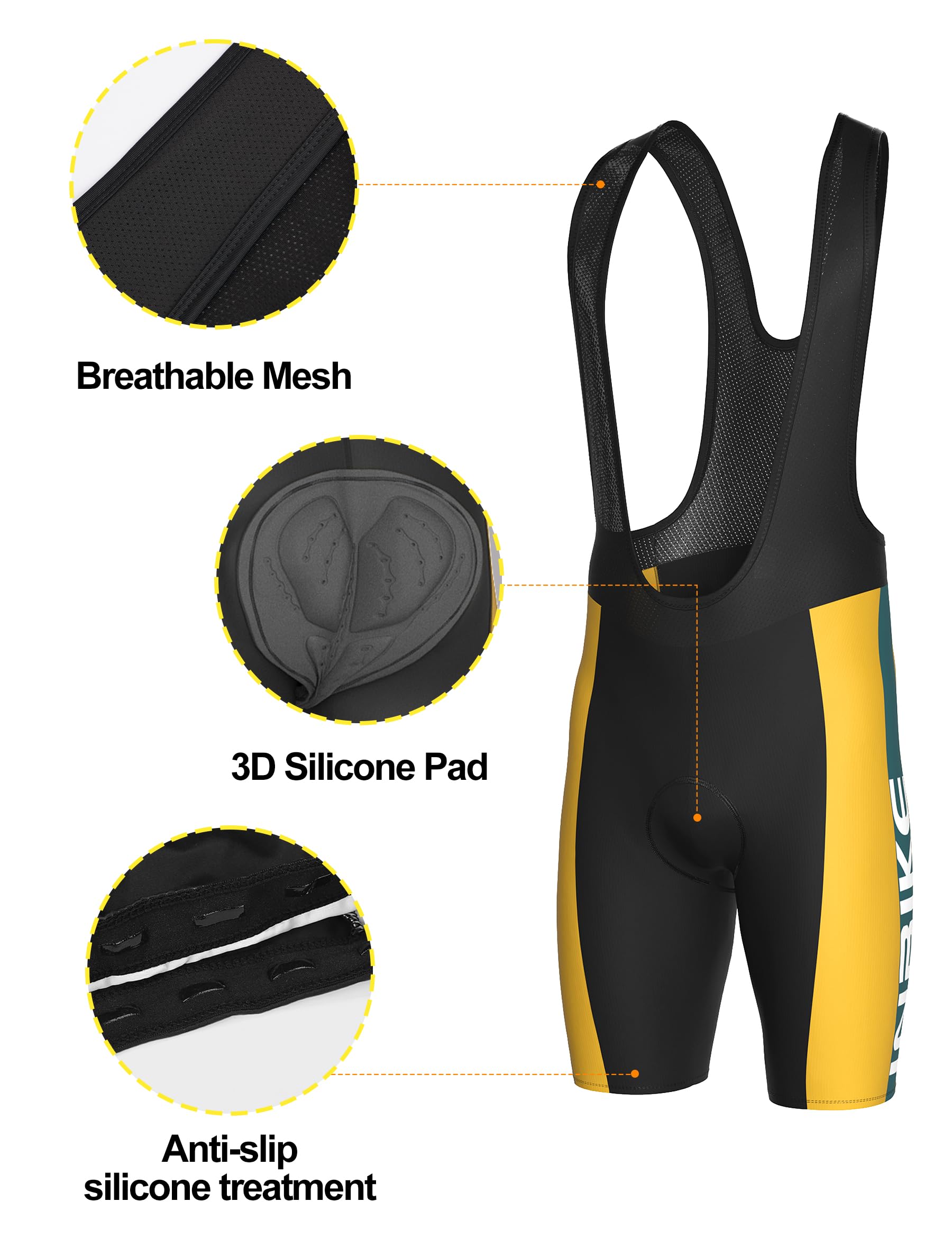 INBIKE Completo Ciclismo Uomo Estivo Maglia Ciclismo Salopette Bici da Strada Imbottite 3D Maglia MTB Asciugatura Rapida