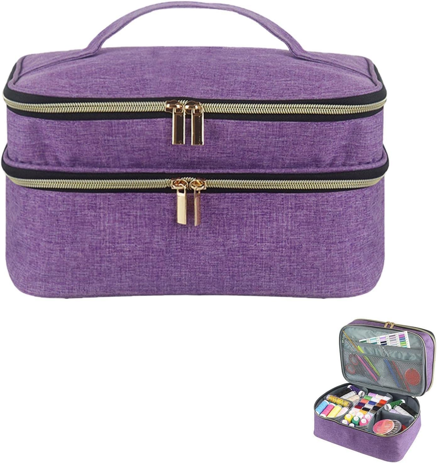 Douchi Large Sewing Accessories Organizer | Storage Basket for Supplies, Scissor, Needles, Purple
