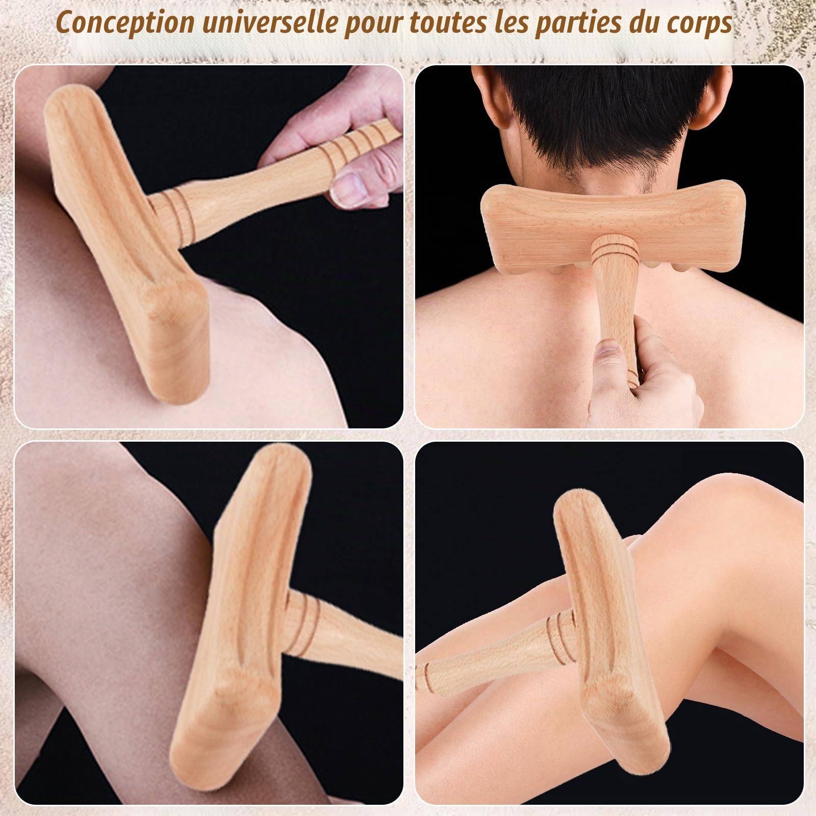 Yofuly Lot de 8 rouleaux de massage professionnels pour thérapie en bois, pour sculpter le corps, drainage lymphatique, soulagement des douleurs musculaires, anti-cellulite