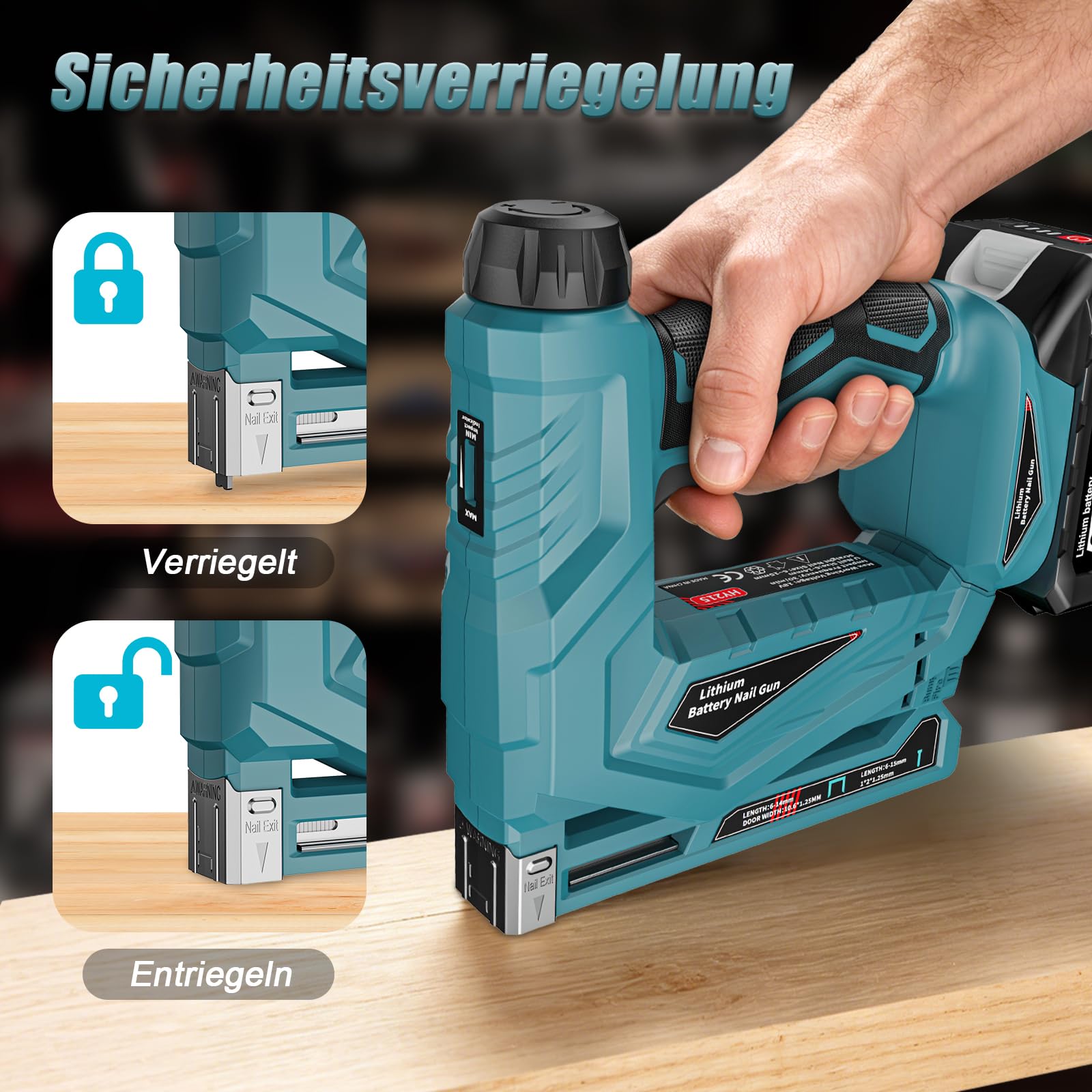 YEARTOP - Grapadora y pistola de clavar inalámbrica con 2 baterías de 2,0 Ah y cargador, clavadora inalámbrica 2 en 1 para clavos y grapas 18GA para tapicería, bricolaje y jardín