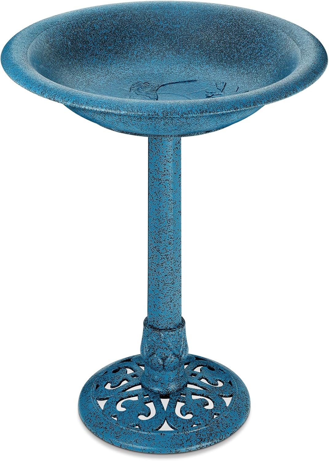 Mademax 28 Inch Height Polyresin Lightweight Antique Bird Bath for Yard, Garden, Patio, Outdoor (Blue)