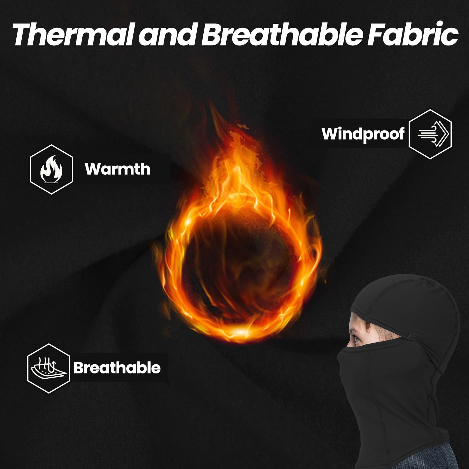 Balaclava Invierno para Niños, Antiviento, Máscara de Esquí para Chicos, Braga Térmica Multifuncional para Esquiar y Ciclismo