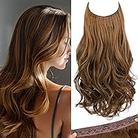 Vista 24 de SARLA - Extensiones de cabello con hilo invisible, con 3 clips, postizo sintético largo, ondulado, rizado, diadema ajustable transparente