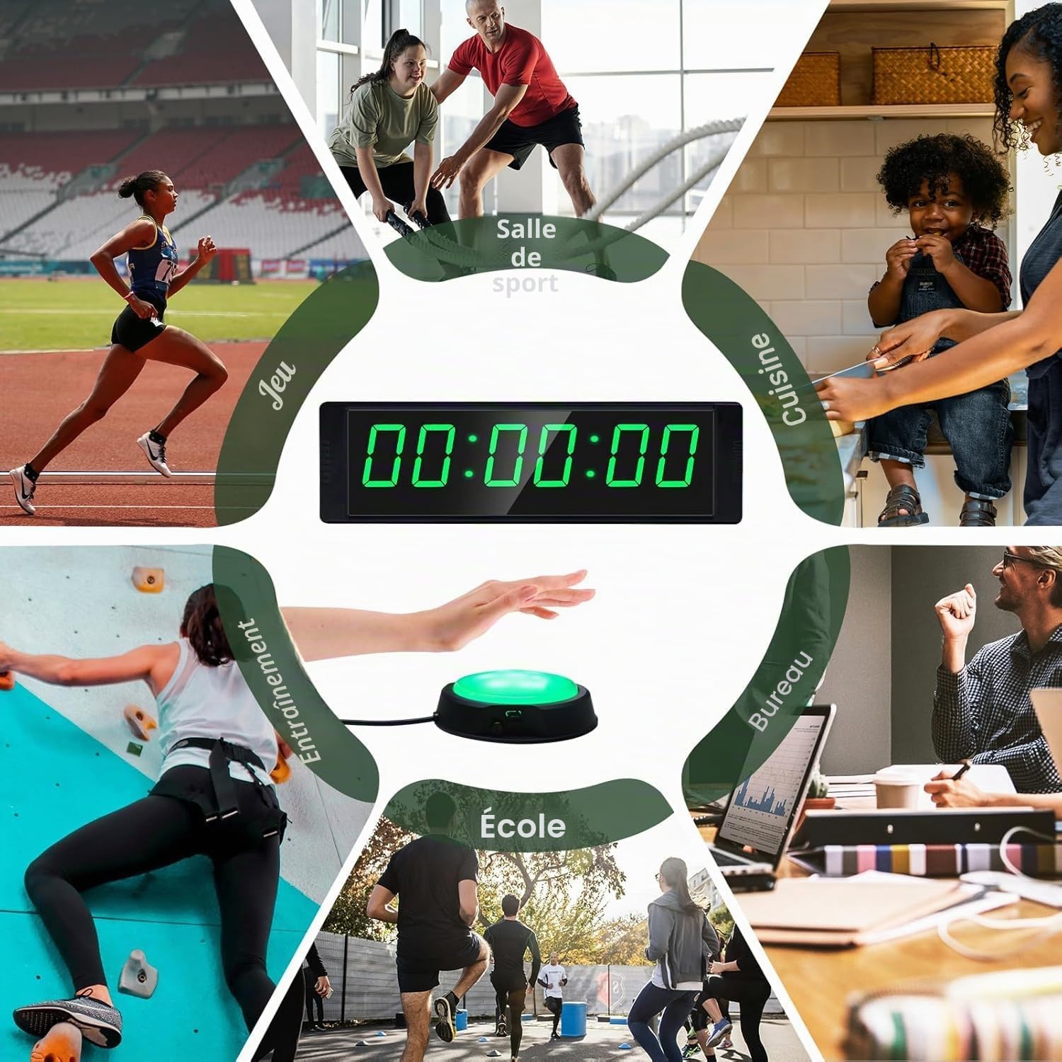 YZ Chronomètre Bouton avec Buzzer, Timer Sport Minuteur Fitness, Game Timer | Écran LED lumineux, télécommande, multimode, boîtier aluminium résistant,facile à transporter