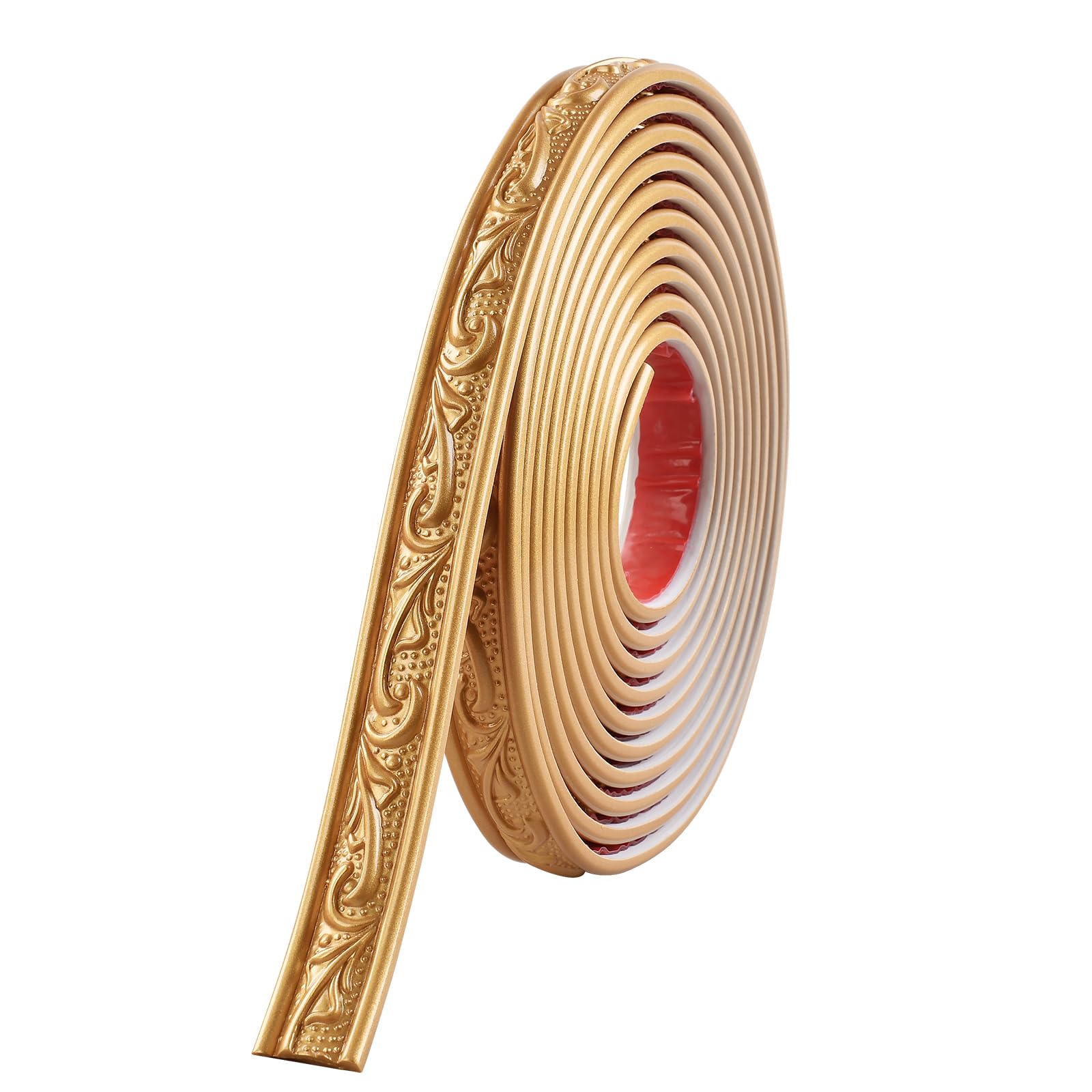Zayejod Gold Molding Trim Self Adhesive,Peel and Stick Wall Ceiling Decorative Trim,3D Wallpaper Border,Tile Trims and Edgings,Sticky Lines for Mirror Edge,TV Background Wall(2.6CM Wx 5M L) — image 1